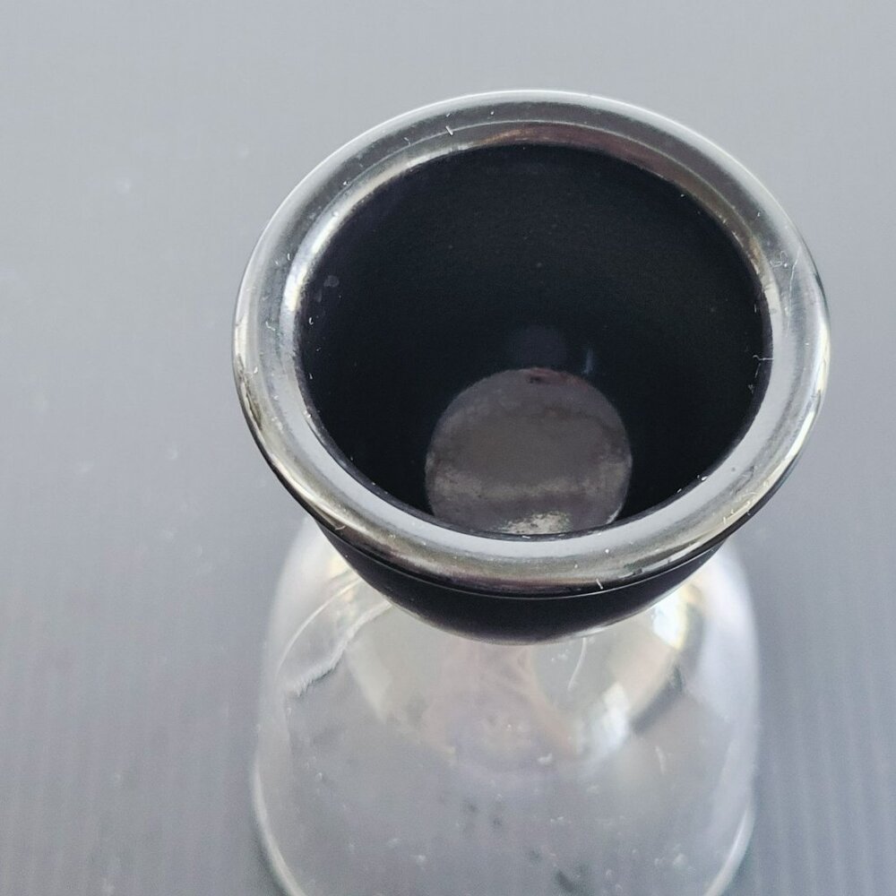 Vintage Double Egg Cup Set of 2, Black & Clear Glass, Large 4.5 Size, Minimalist - Picture 5 of 8